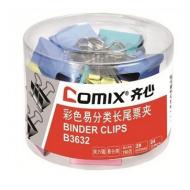 Comix/齐心B3632 彩色长尾夹(41mm筒装）24只...