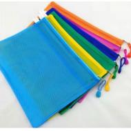 学习文具拉链袋 彩色文件袋 珠光磨砂防水网格拉边袋 双层网格袋