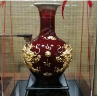 【双龙戏珠】景德镇精品瓷器与漆线雕的完美结合！高49厘米